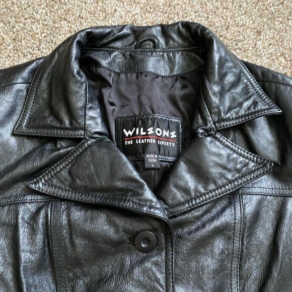 Wilson’s Leather Jacket Soft Button Down Pockets Lined Black Women’s Size Large - Picture 4 of 10